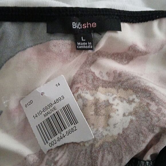 Blashe black floral print maxi spaghetti dress high slit on one side Sz L NWT - Picture 6 of 6